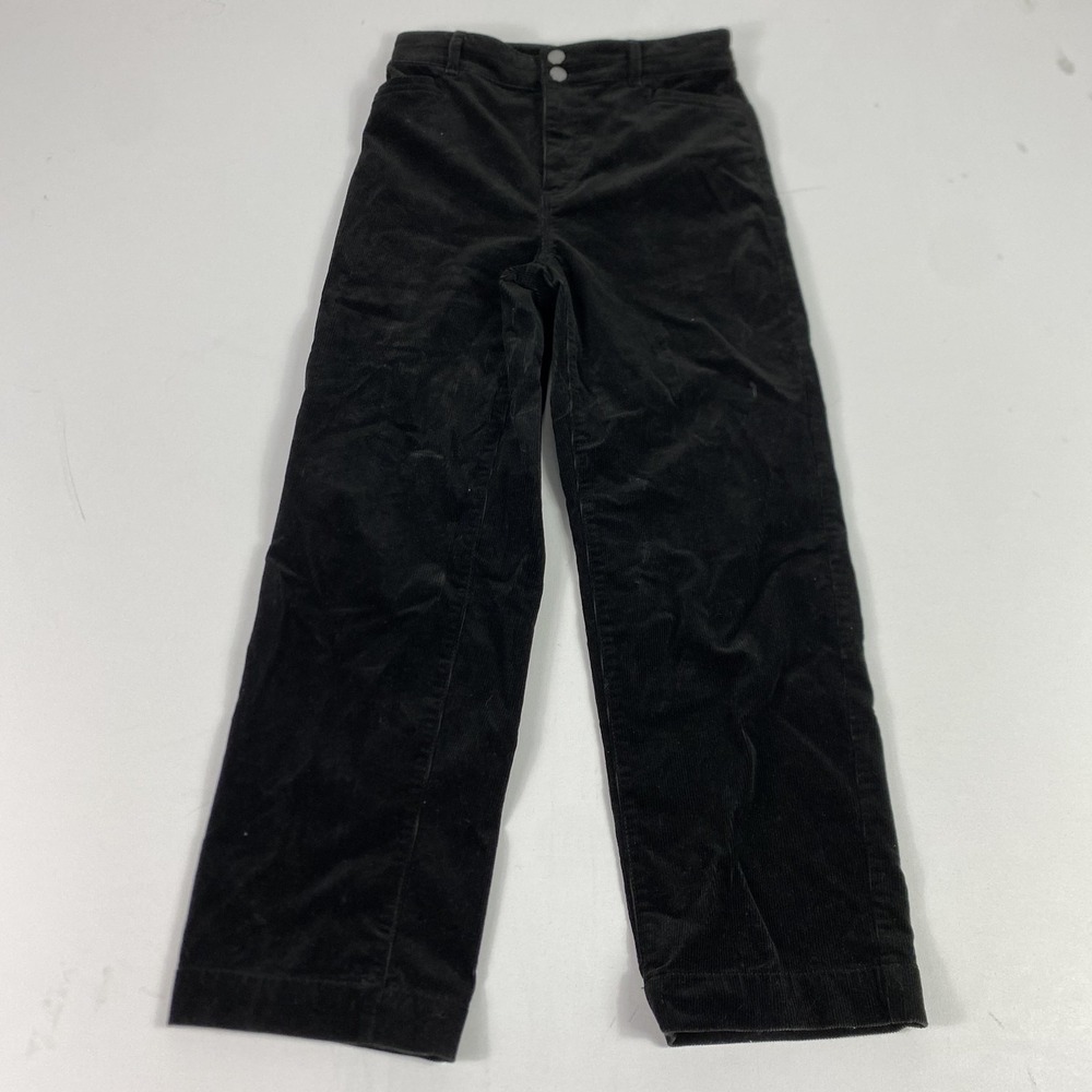 Ann Taylor Pants Womens 0 Black Corduroy High Rise Straight Leg Dress Stretch